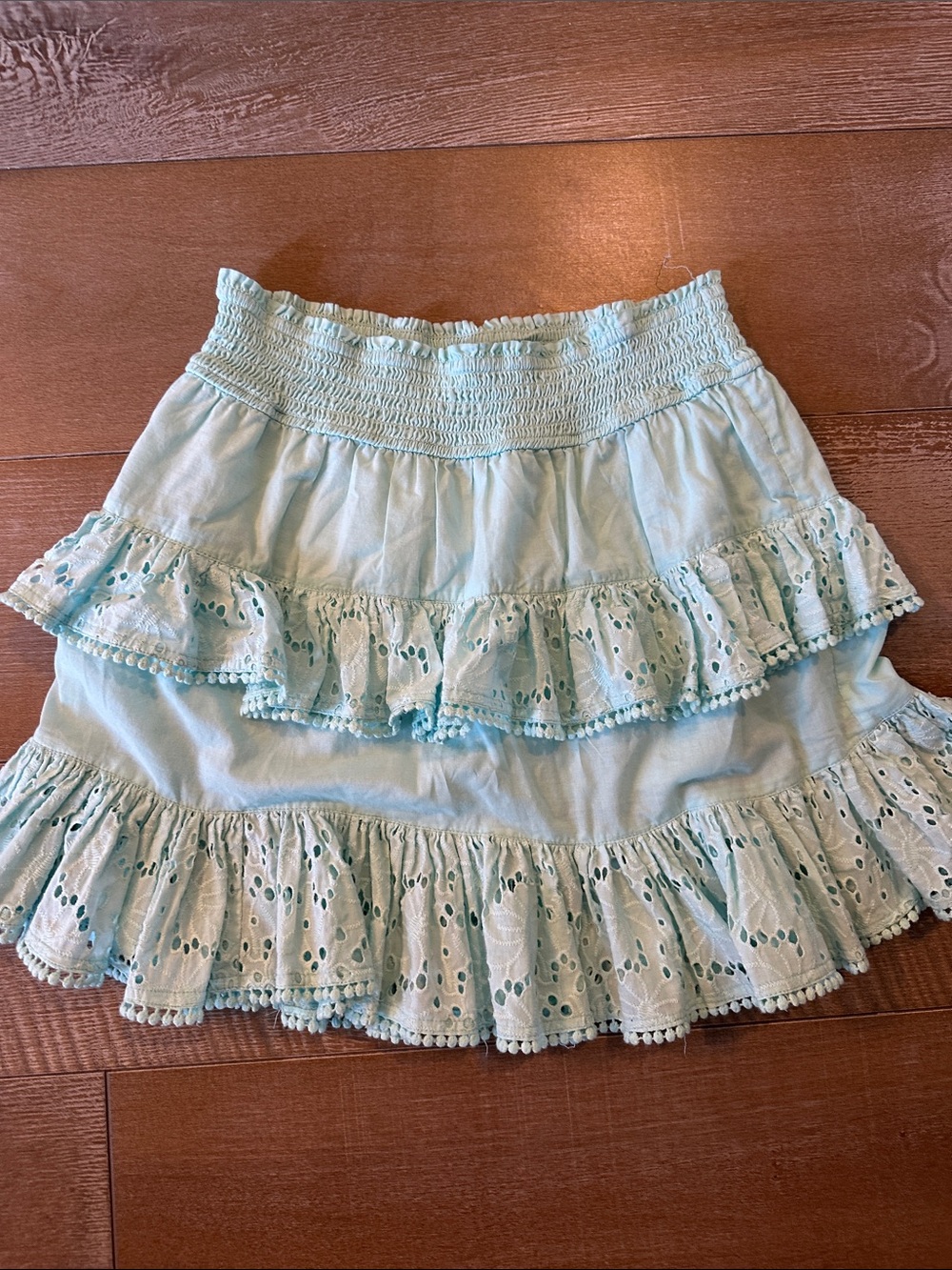PQ Swim Light Mint Tiered Eyelet Mini Skirt XS/S
